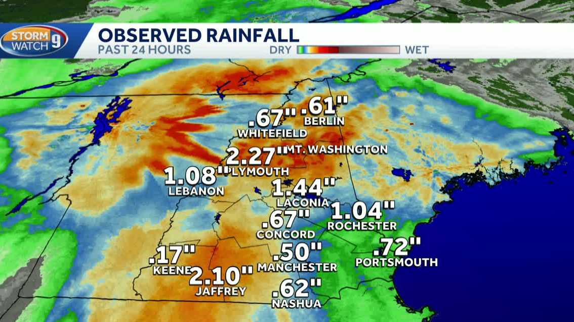 New Hampshire rain totals by town: May 13-15, 2026