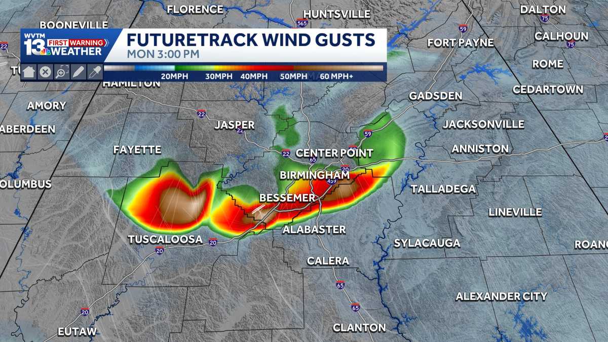 Alabama Storm Threat: Severe storms are possible with strong winds Monday