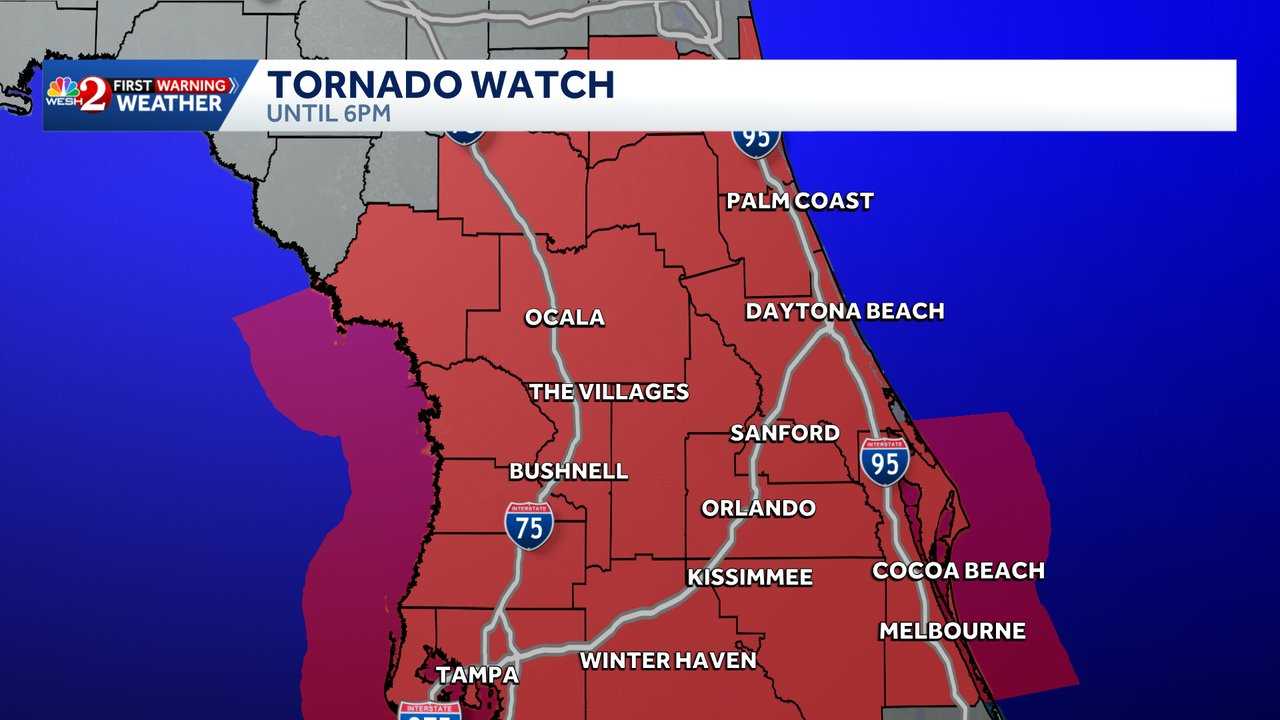 Front bringing rain, wind to Central Florida; tornado watch issued