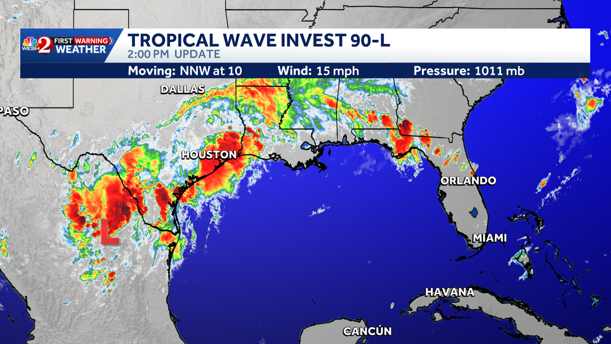 NHC tags Invest 90-L in the Gulf; ﻿heavy rain, flooding possible in Texas, Louisiana this week