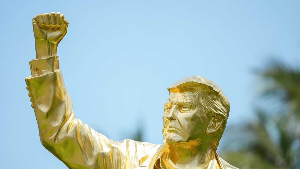 President Trump addresses gold statue unveiled at Trump Doral