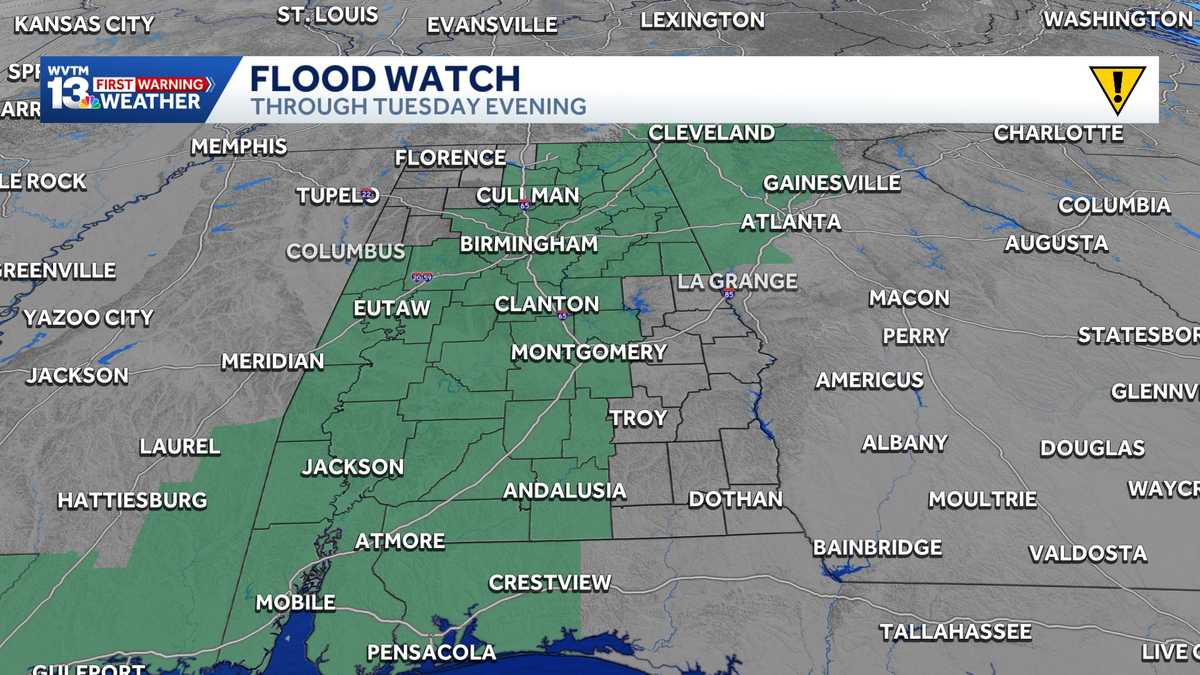 Flood Watch Issued for Alabama as Heavy Rain and Storms Approach