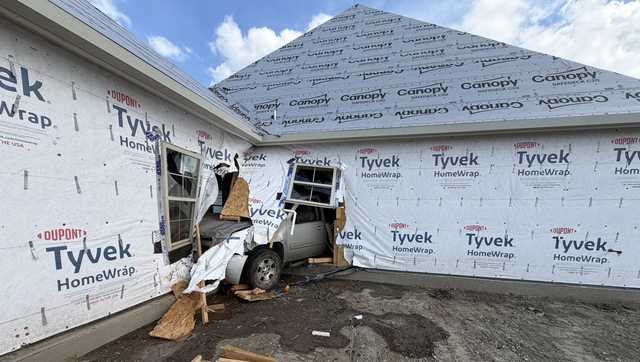 Vehicle plows into St. James home under construction