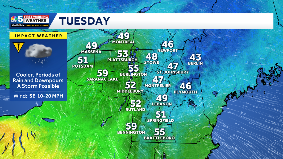 Tuesday Cold Beneficial, soaking rain Tuesday followed by a chilly stretch - WPTZ