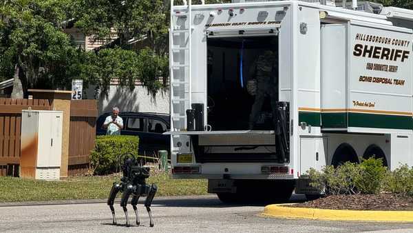 The Hillsborough County Sheriff's Office responds to a neighborhood close to the University of South Florida campus,  Friday, April 24, 2026 in Tampa, Fla. (Hillsborough County Sheriff's Office via AP)