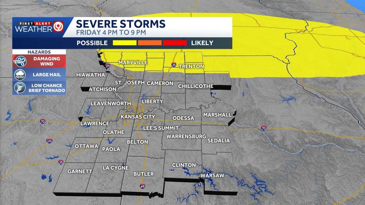 WEATHER BLOG: Some Friday storms north of the KC metro could become severe