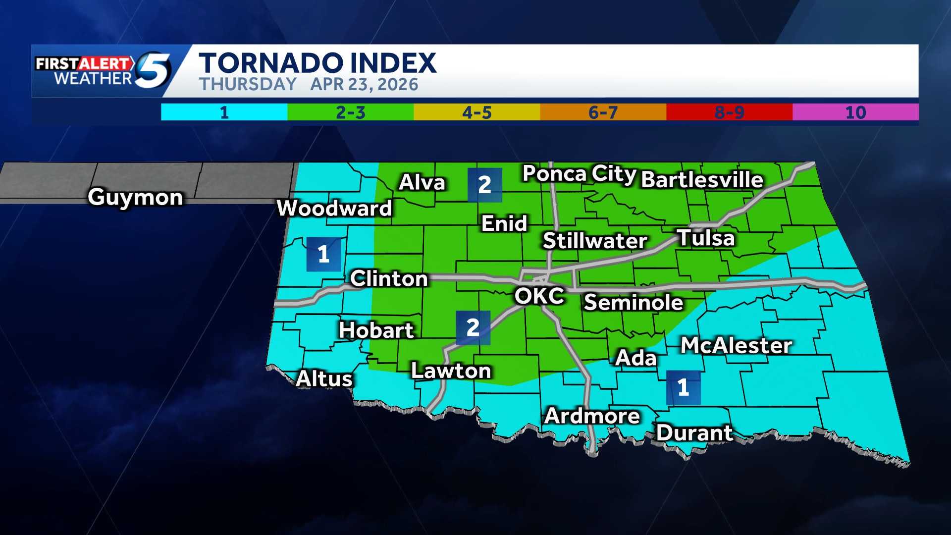 Oklahoma severe storms with low tornado risk possible Thursday - KOCO