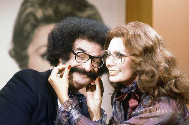 Actress Sophia Loren appears on the NBC &amp;quot;Today&amp;quot; show with Gene Shalit in New York, Sept. 26, 1980.