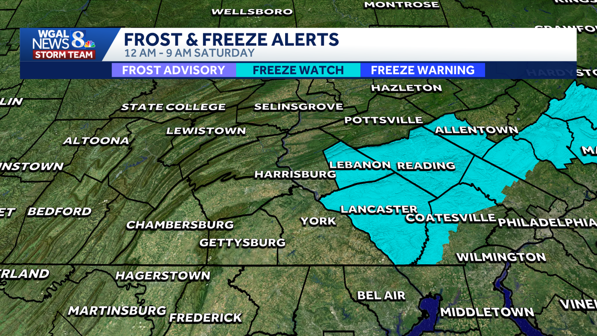Freeze watch issued for Lancaster, Lebanon counties