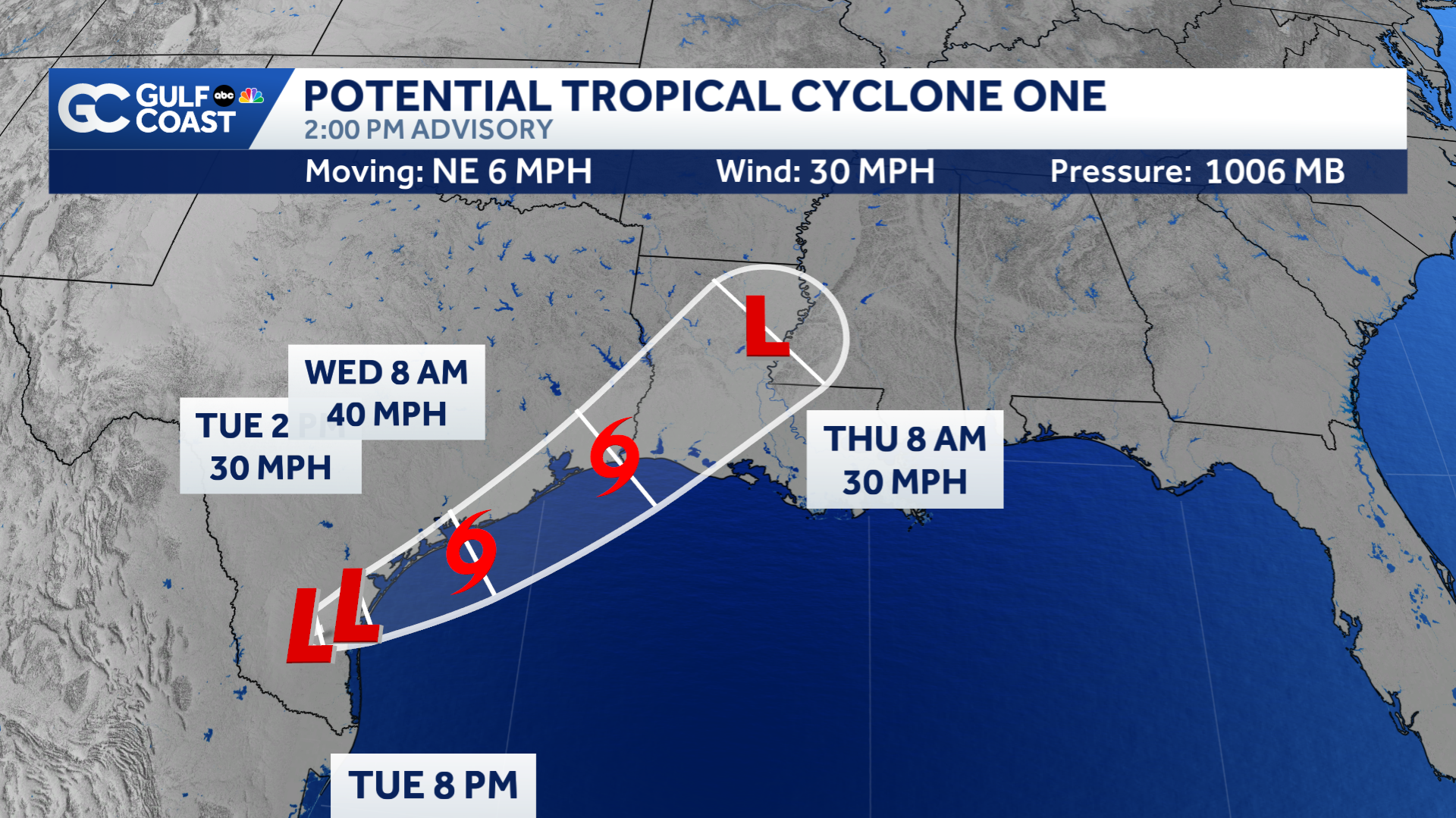 Potential Tropical Cyclone One nears South Texas; watches issued for Texas, Louisiana