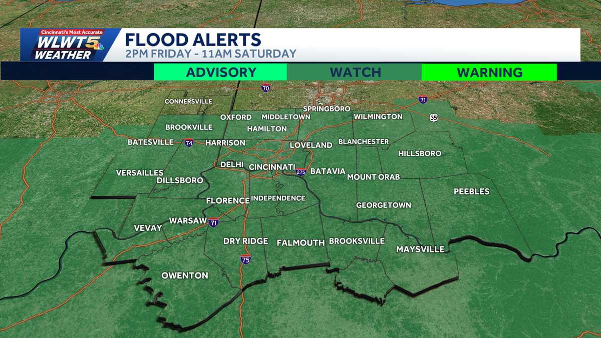 Heavy rain into the weekend brings threat for flooding in Greater Cincinnati