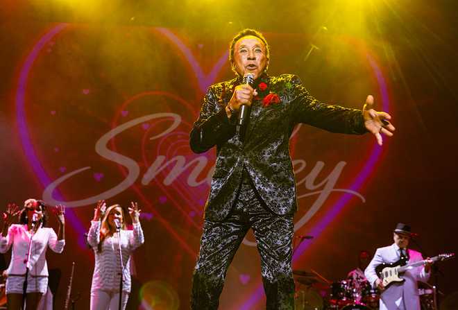 WAUKEGAN, ILLINOIS - APRIL 10: Singer, songwriter, and record producer Smokey Robinson performs at the Genesee Theatre on April 10, 2026 in Waukegan, Illinois. (Photo by Barry Brecheisen/Getty Images)