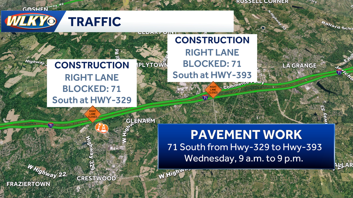 Traffic Alert: Lanes closing on I-71 in Oldham County Wednesday