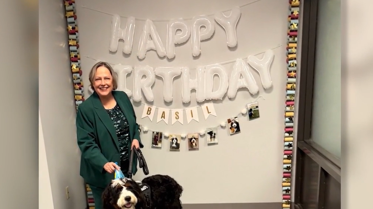 Hamilton County prosecutor’s office celebrates therapy dog Basil’s first birthday