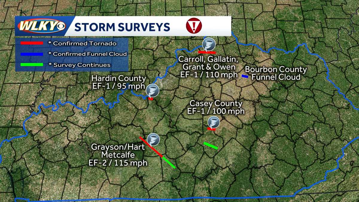 4 tornadoes confirmed in Kentucky so far, at least one an EF-2