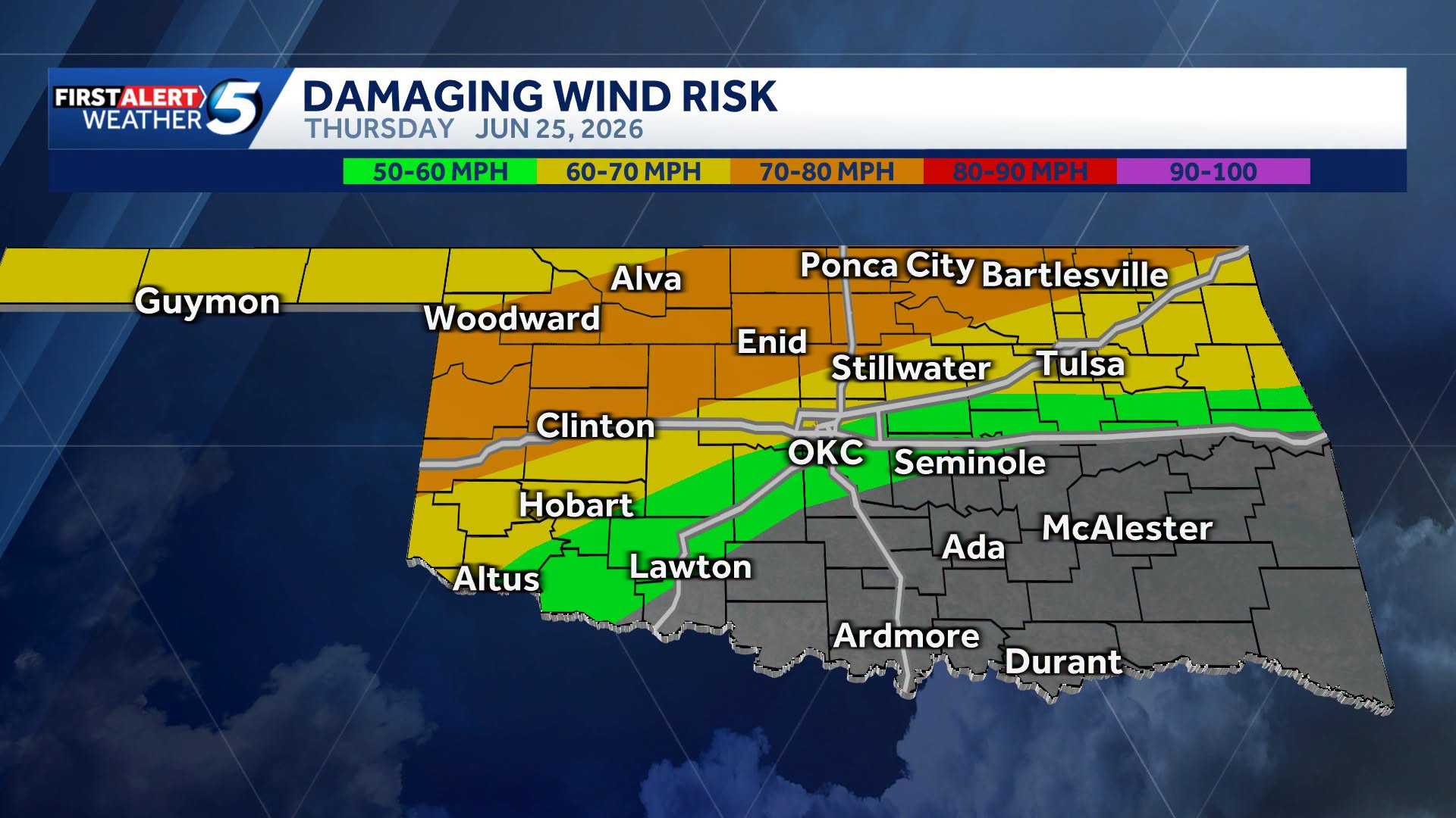 Oklahoma Weather Forecast: Alert day, severe storm risk late - KOCO