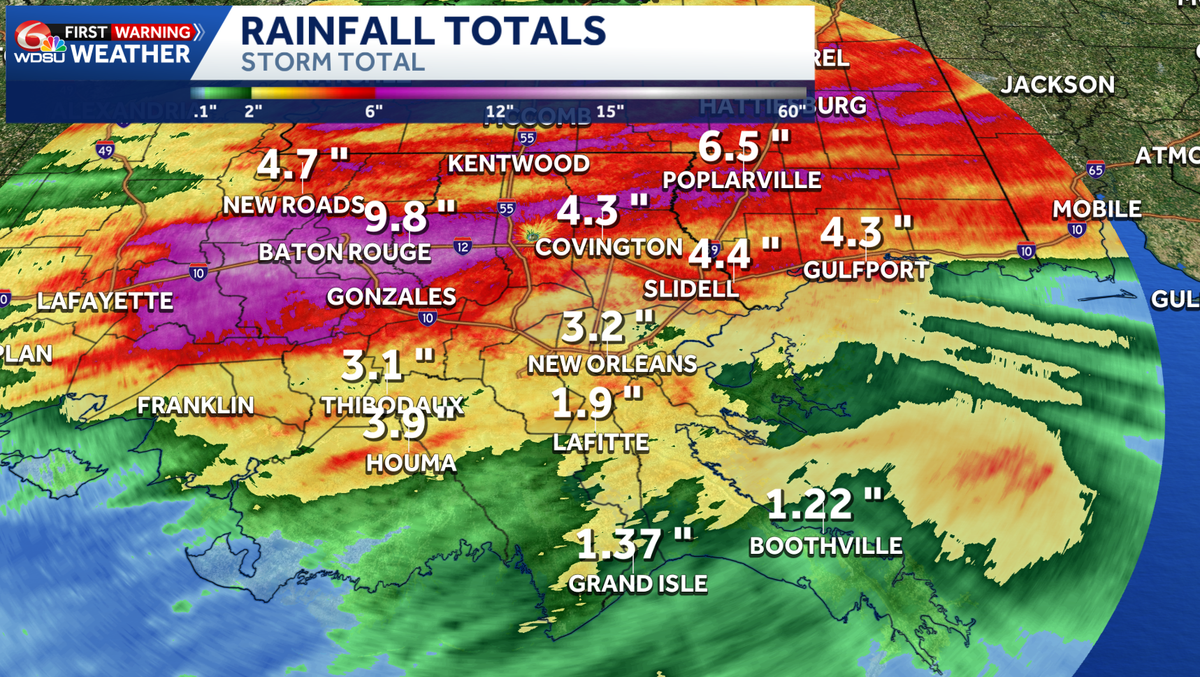 Heavy rain fell across southeast Louisiana Saturday with more rain in the forecast