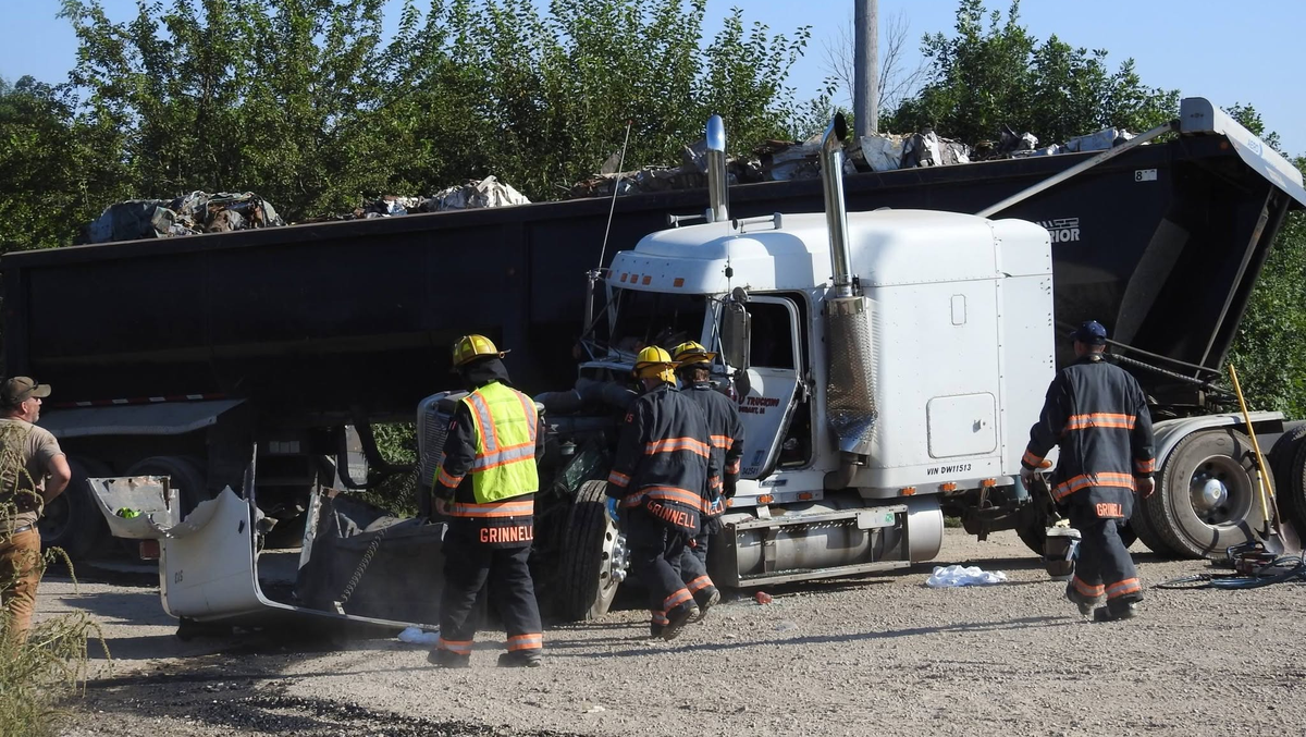 Fire crews free semi driver after train crash in Grinnell area