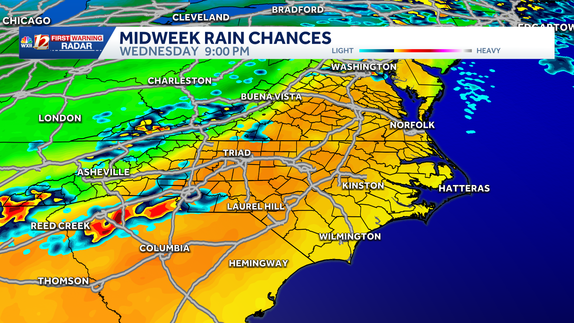 Rain chances return to the Carolinas I Swinging temperatures in Winston-Salem and Greensboro
