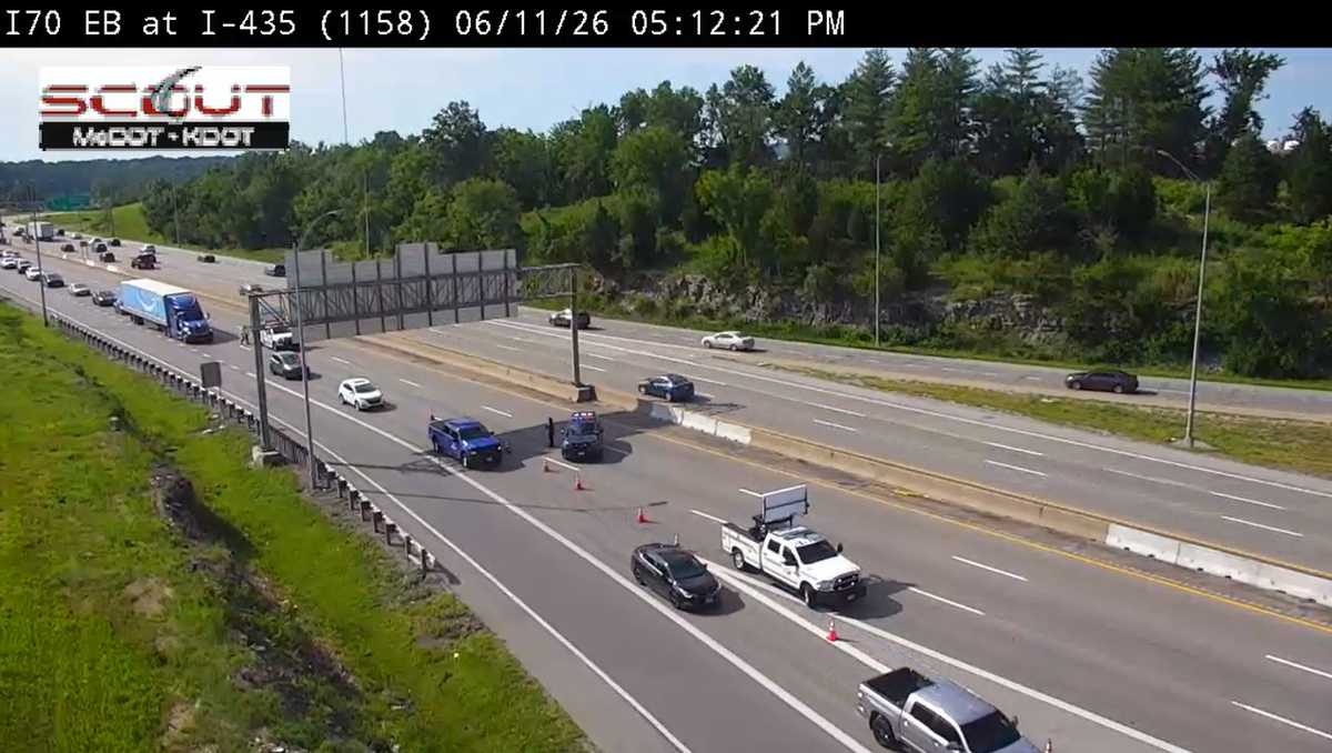 Eastbound I-70 closed at I-435 near Truman Sports Complex in Kansas City