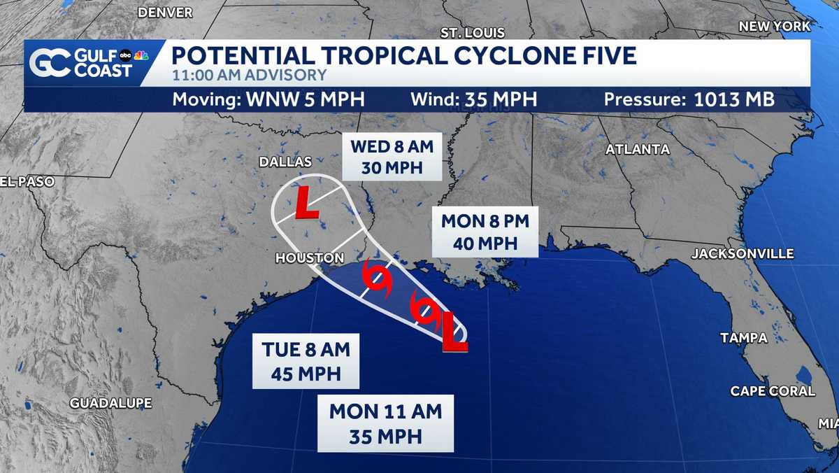 NHC now issuing advisories on developing tropical storm in north Gulf