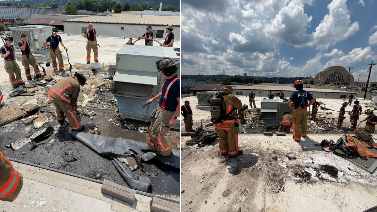 Fire crews respond after fire on roof of building in Cincinnati's West End