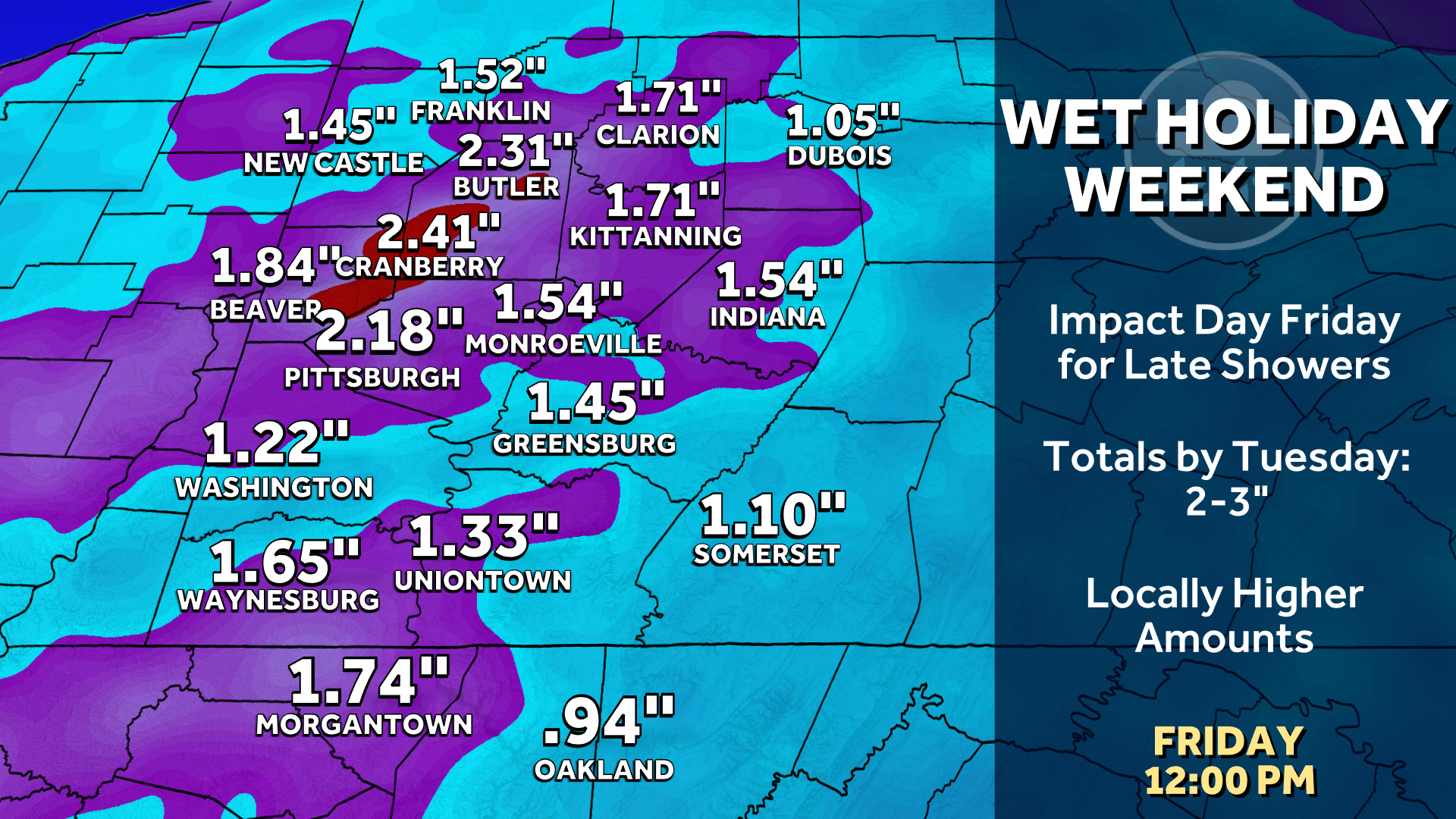 Scattered rain and storms for western Pennsylvania ahead of wet Memorial Day weekend