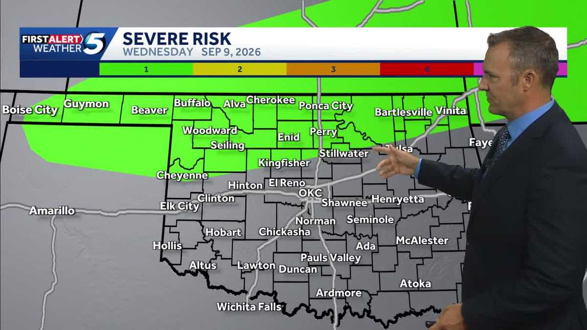 TIMELINE: Storms with a threat of damaging 70 mph wind possible in Oklahoma