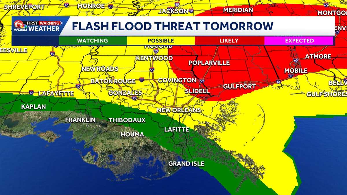 Alert Day Friday: Flood risk upgraded in Louisiana and Mississippi
