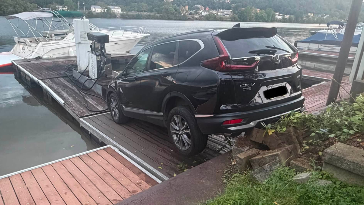 SUV crashes onto docks at Mon River