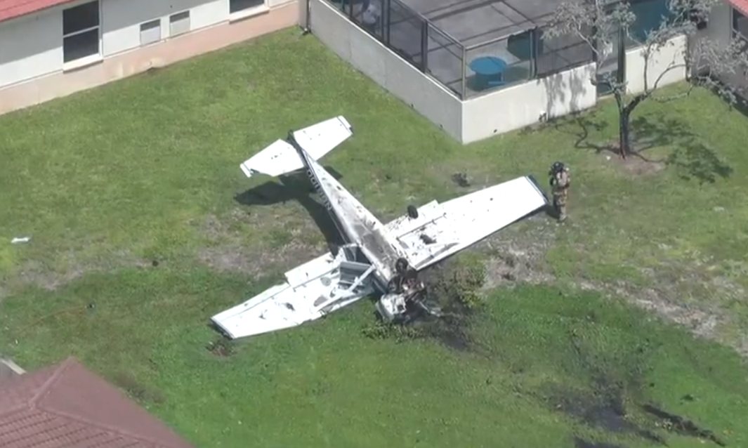 CHOPPER VIDEO: 2 injured after small plane crashes on hospital campus in South Florida