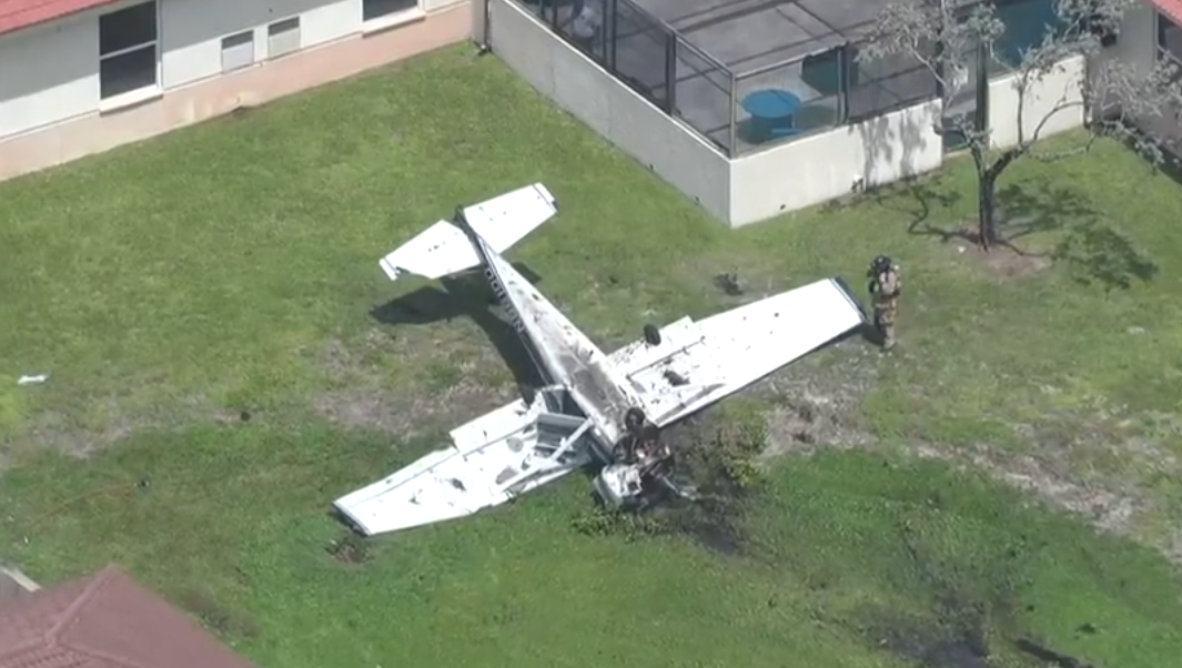 CHOPPER VIDEO: 2 injured after small plane crashes on hospital campus in South Florida