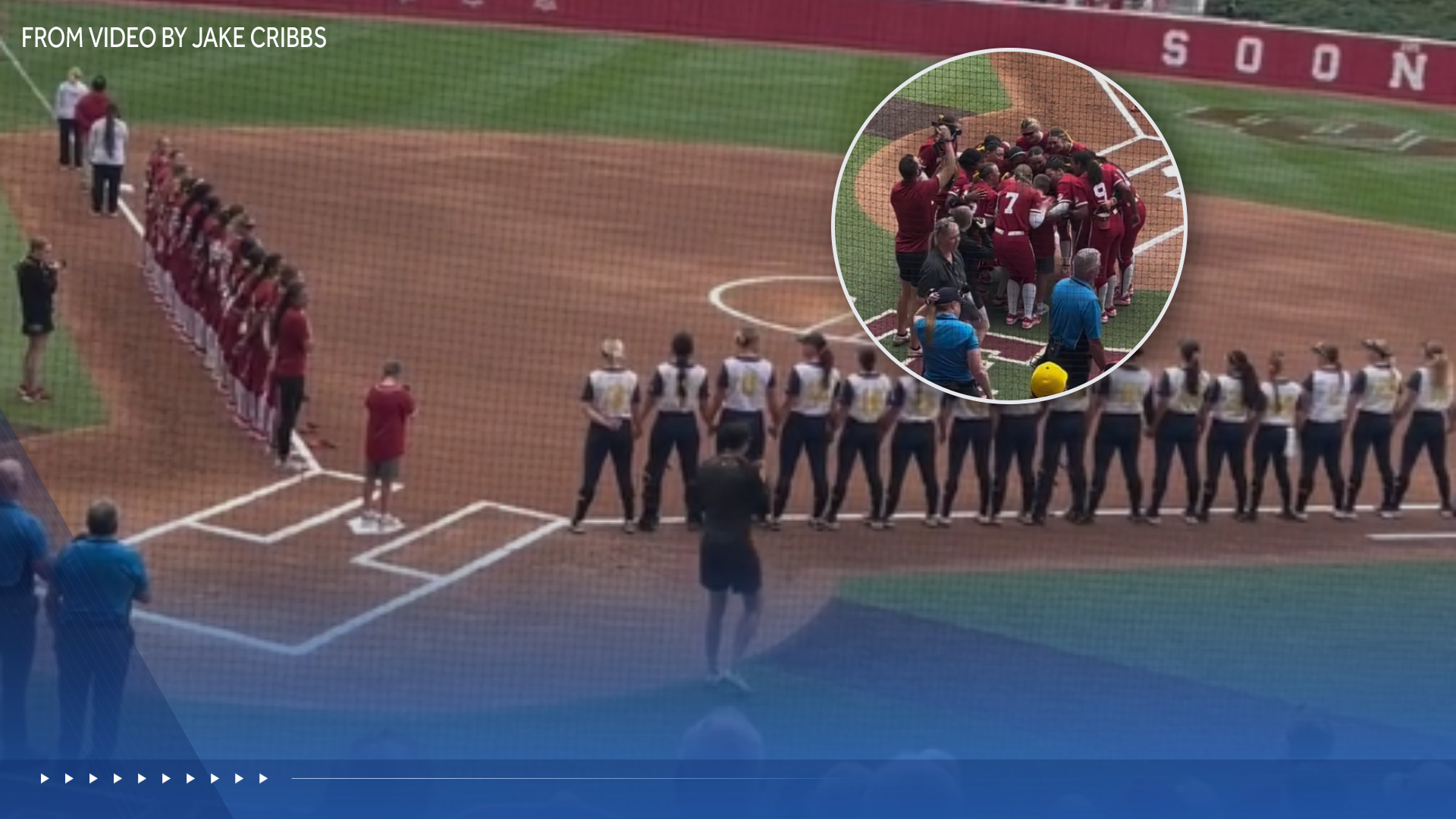 Fans help boy who started crying while singing national anthem at OU softball game
