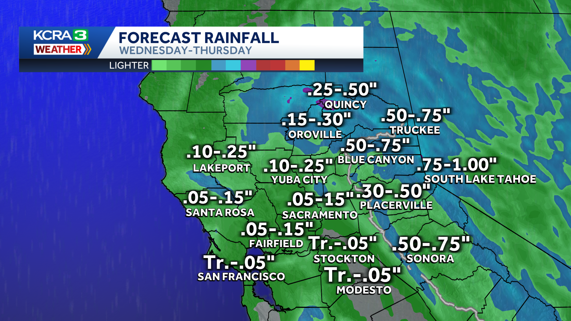 Rain is in the forecast for NorCal this week. Here's how much could fall.