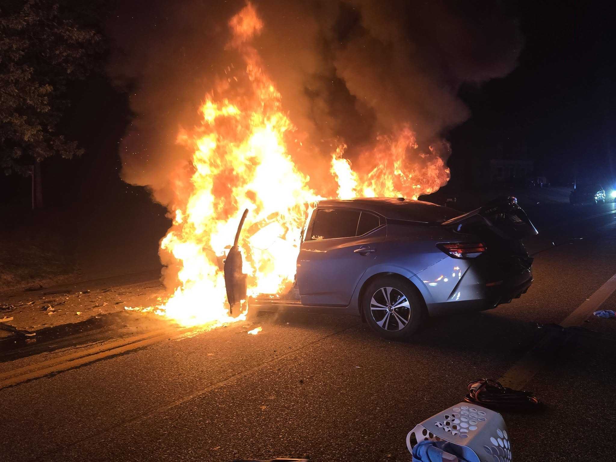 2 hospitalized after fiery crash in York County, chief says - WGAL