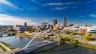 Des Moines Skyline View With Bridge Aerial