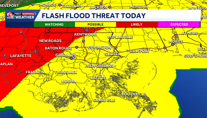 Alert Day: More rounds of heavy rain Tuesday as PTC One nears Louisiana