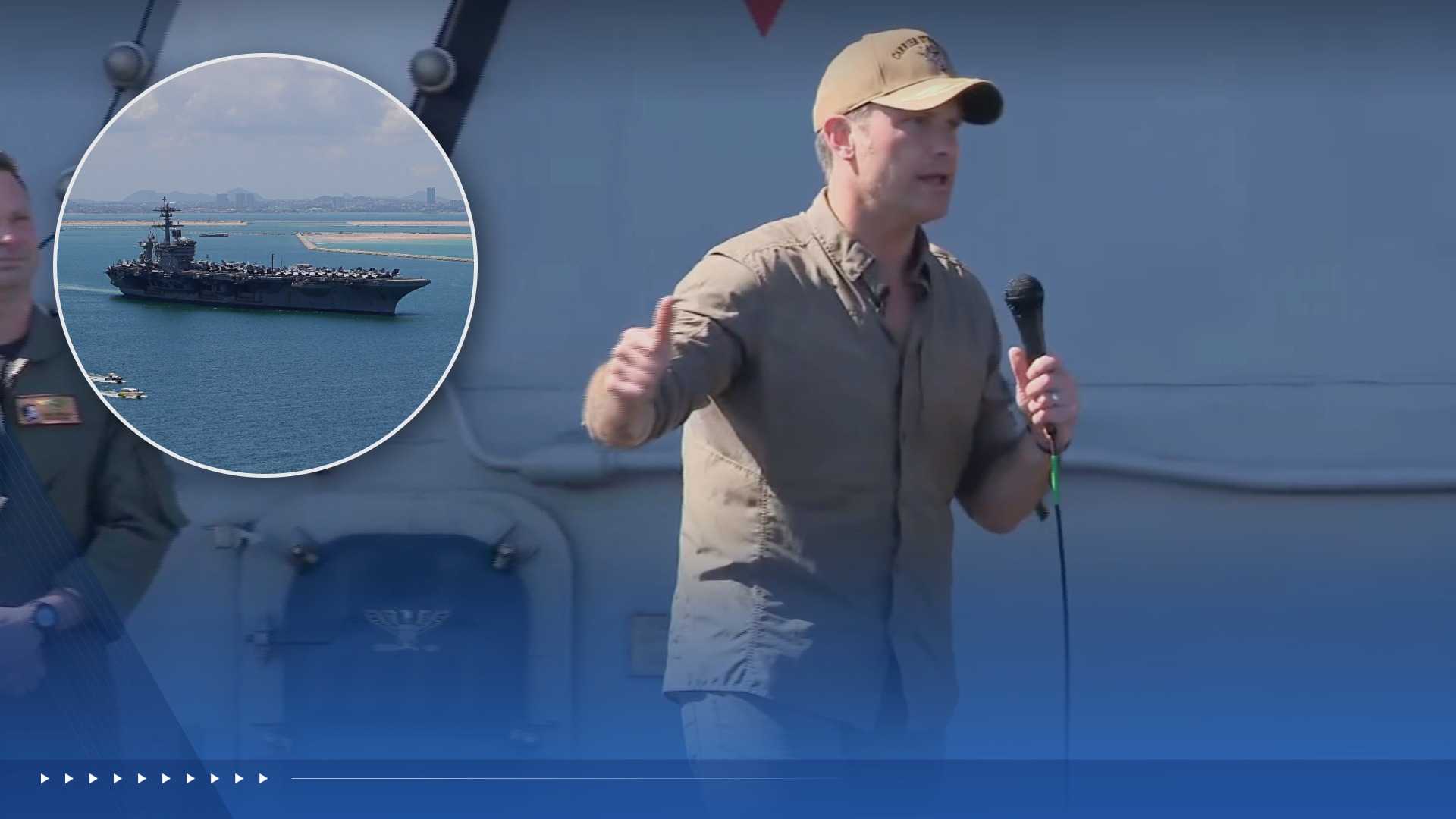 Hegseth visits the long-deployed USS Lincoln to bestow a top award before the ship returns home