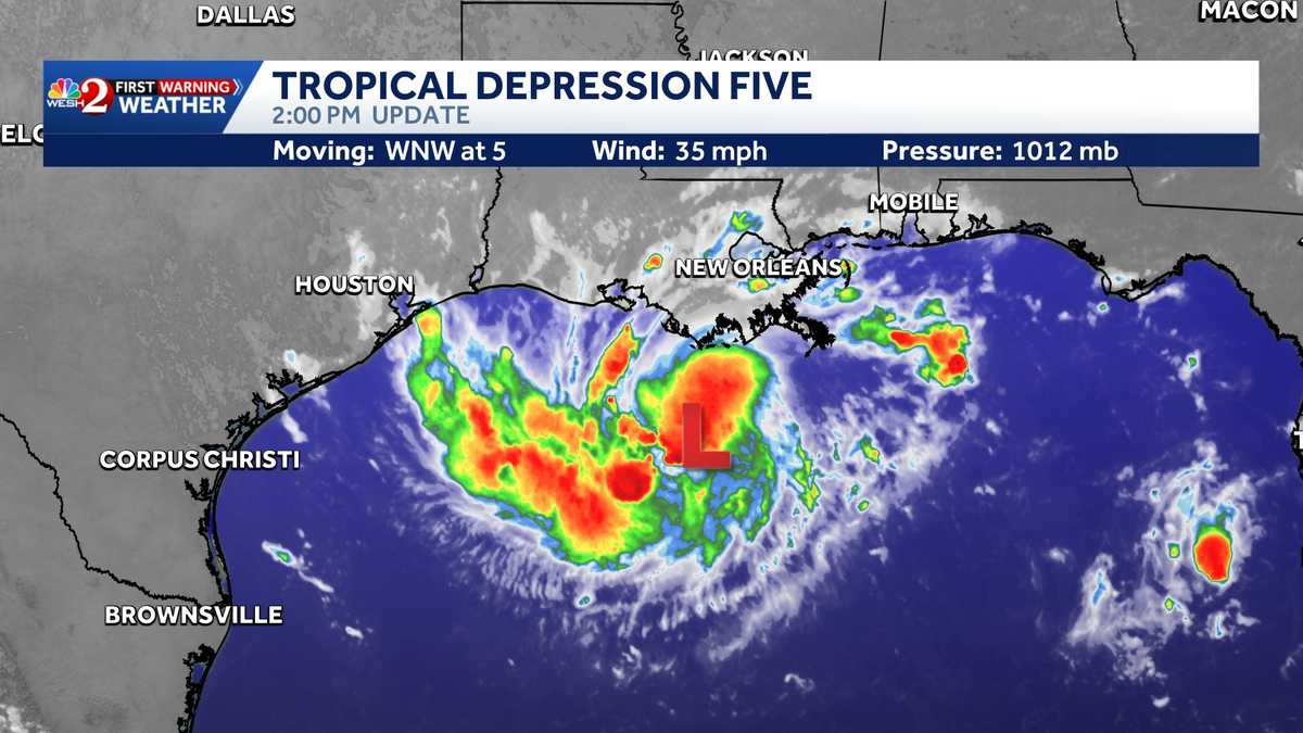 System upgraded to Tropical Depression Five in Gulf