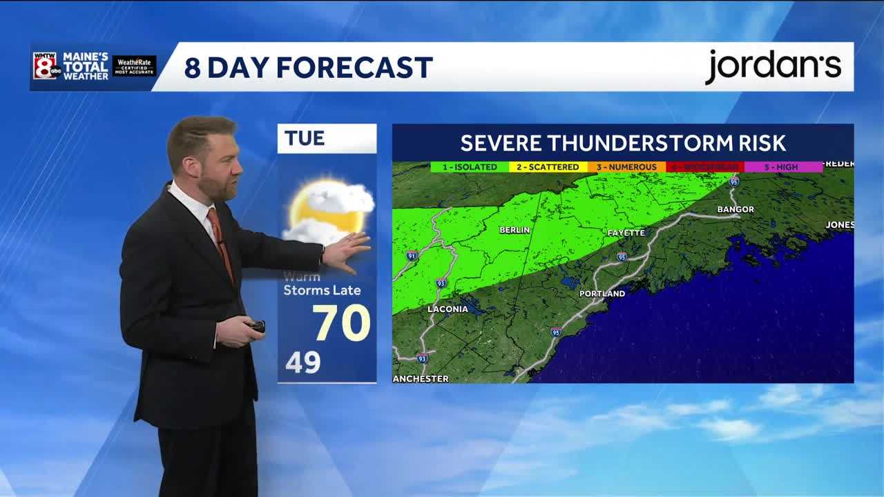 Warm with strong winds in Maine today with storms brewing Tuesday