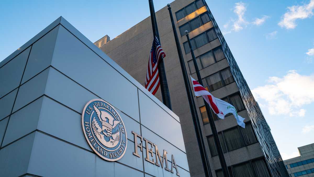 Photo: wcvb.com Washington, D.C., U.S.A. - Jan. 7, 2025: Photo of the FEMA building on a winter day. President Trump has just signed an