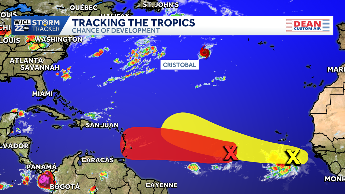 Cristobal forms in the Atlantic as another area nears development