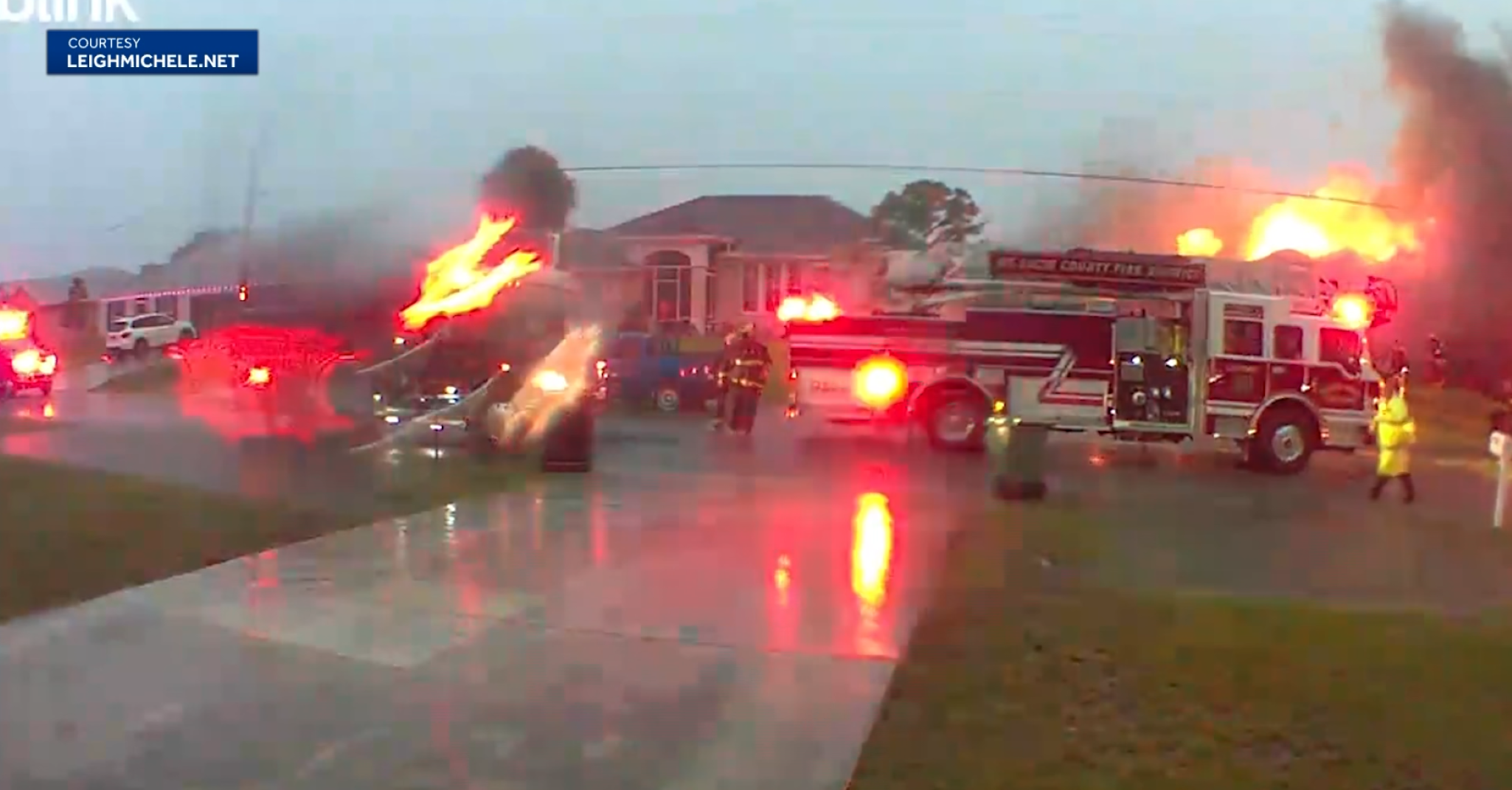 Video shows Port St. Lucie home catch fire during storm