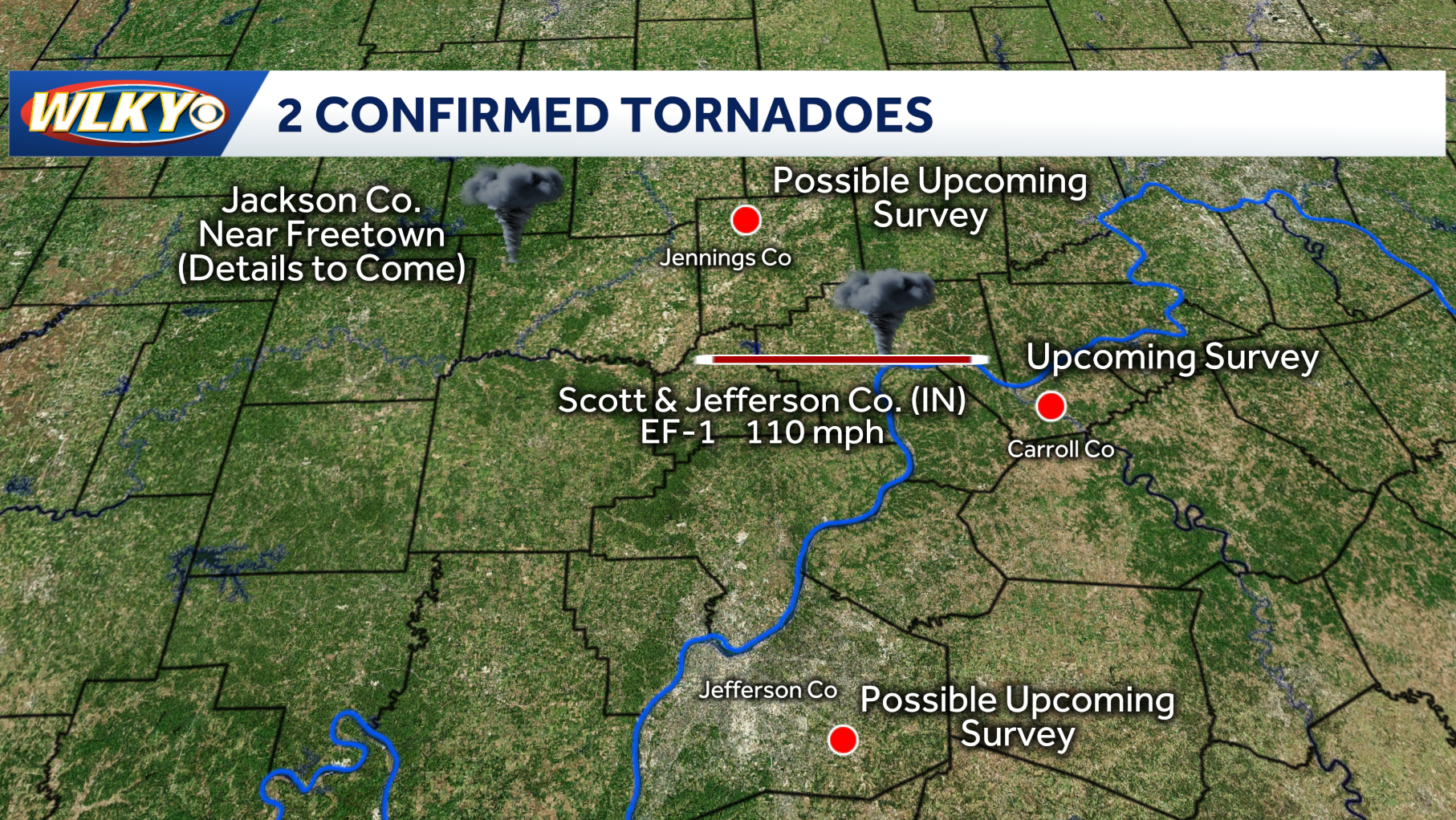 Tornado surveys: 2 tornadoes confirmed in southern Indiana
