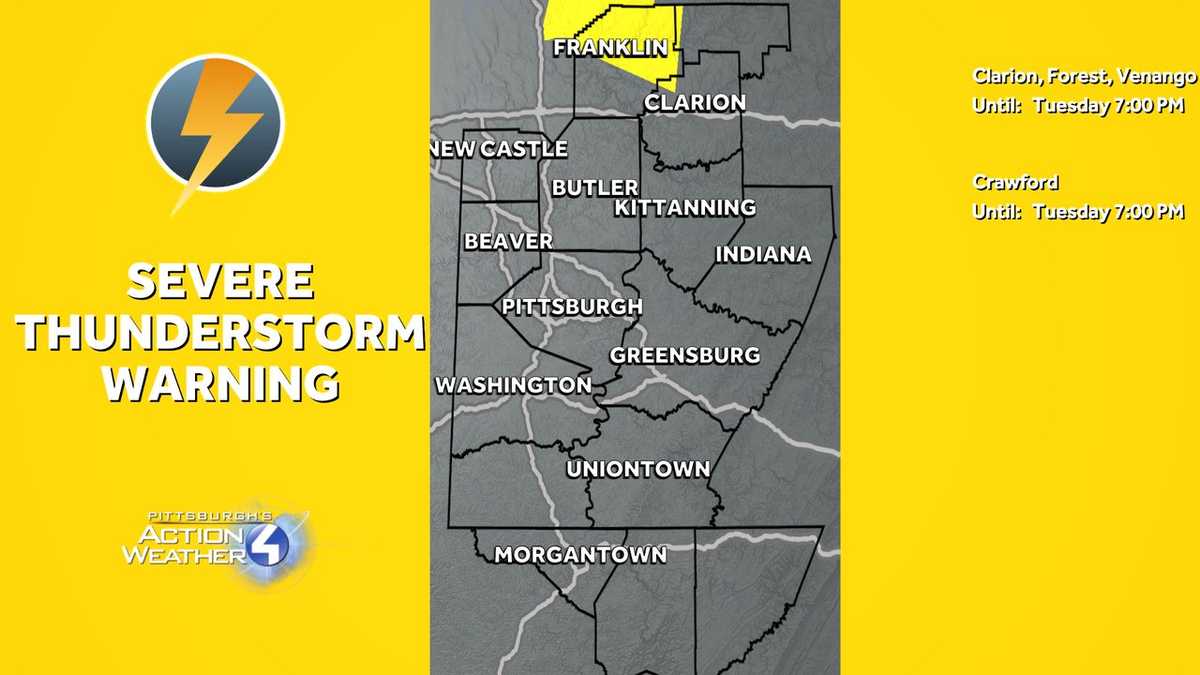 Storm warnings in effect for parts of Western Pa. Tuesday