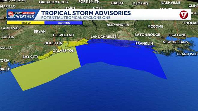 tropical storm warning for portions of louisiana