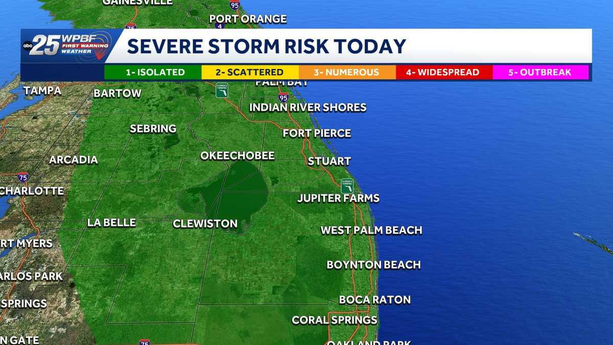 Marginal risk of severe storms Friday evening across South Florida