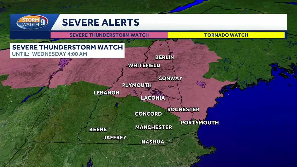 Severe thunderstorm watches issued for northern NH counties