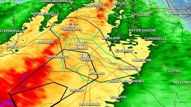 Flash Flood Warnings for Houma, Bayou Cane and Thibodaux until 5:30 a.m.