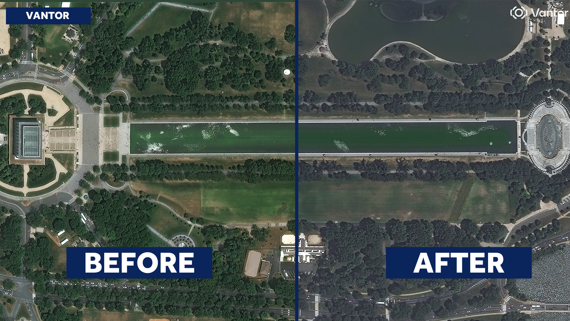 Satellite photos show DC Reflecting Pool’s $14.7M renovation